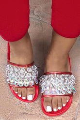 Flacher Slipper mit Strass